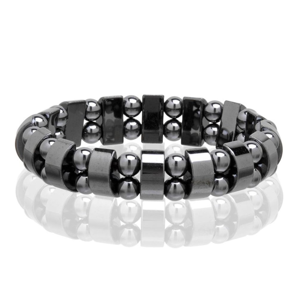3 X Black Magnetic Hematite Bracelet, Beaded stones Stretchable Bracelet